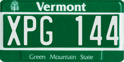 VT license plate XPG144