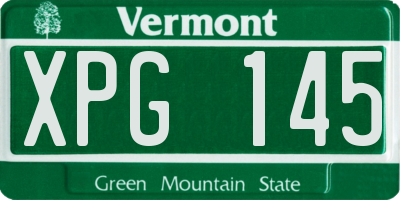 VT license plate XPG145
