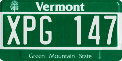 VT license plate XPG147