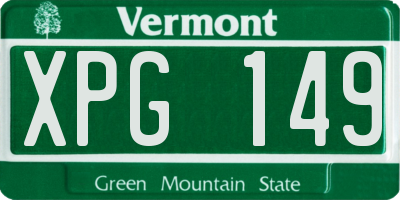 VT license plate XPG149