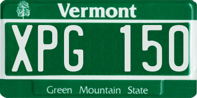 VT license plate XPG150