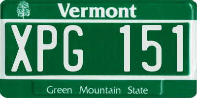 VT license plate XPG151