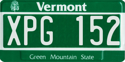 VT license plate XPG152
