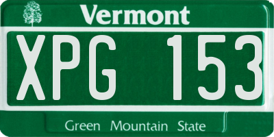 VT license plate XPG153