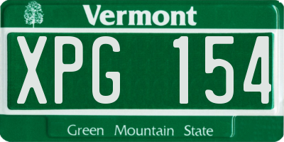 VT license plate XPG154