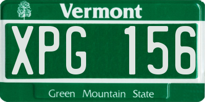 VT license plate XPG156