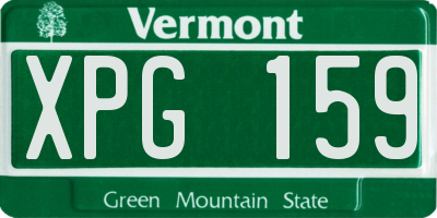 VT license plate XPG159