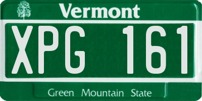 VT license plate XPG161