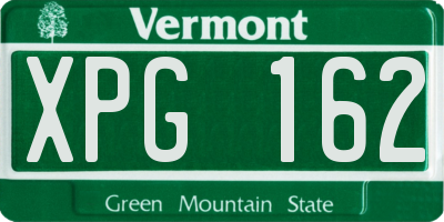VT license plate XPG162