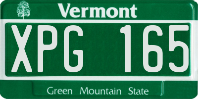 VT license plate XPG165