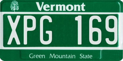 VT license plate XPG169