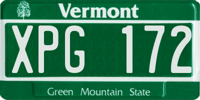 VT license plate XPG172