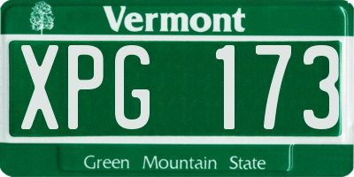 VT license plate XPG173