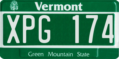 VT license plate XPG174