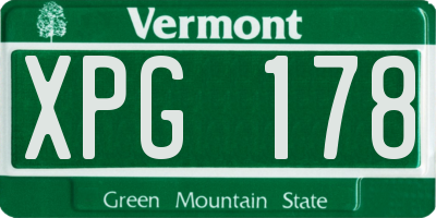 VT license plate XPG178