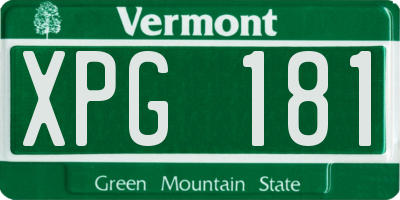 VT license plate XPG181