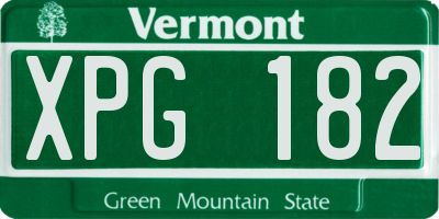 VT license plate XPG182
