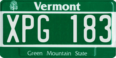 VT license plate XPG183