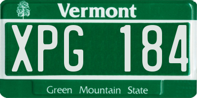 VT license plate XPG184