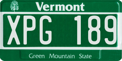 VT license plate XPG189