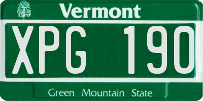 VT license plate XPG190
