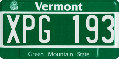 VT license plate XPG193