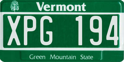 VT license plate XPG194