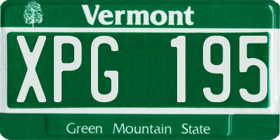 VT license plate XPG195