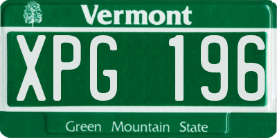 VT license plate XPG196