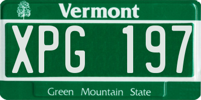 VT license plate XPG197