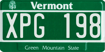 VT license plate XPG198