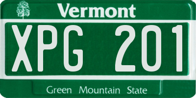 VT license plate XPG201