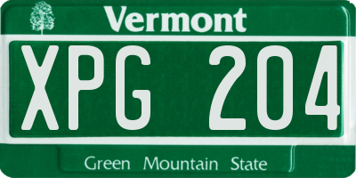 VT license plate XPG204