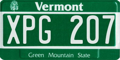 VT license plate XPG207