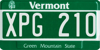 VT license plate XPG210