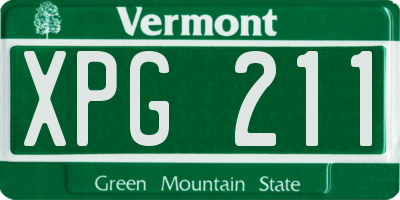 VT license plate XPG211
