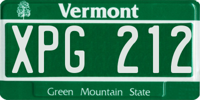 VT license plate XPG212