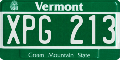 VT license plate XPG213