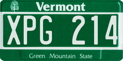 VT license plate XPG214