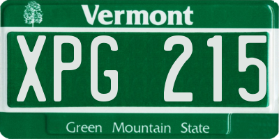 VT license plate XPG215