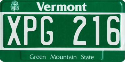 VT license plate XPG216