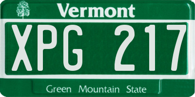 VT license plate XPG217
