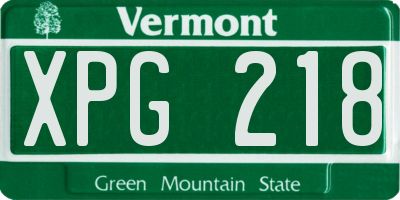 VT license plate XPG218