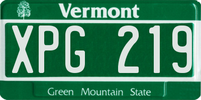 VT license plate XPG219