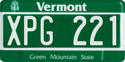 VT license plate XPG221