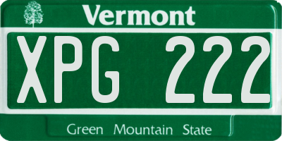 VT license plate XPG222