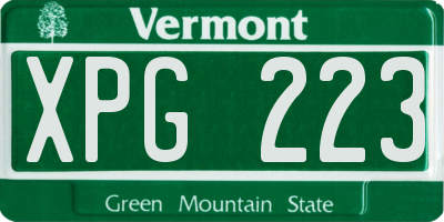 VT license plate XPG223
