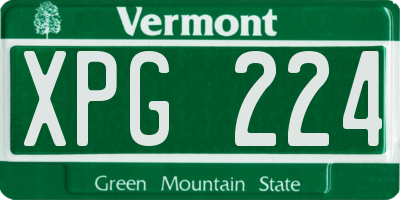 VT license plate XPG224