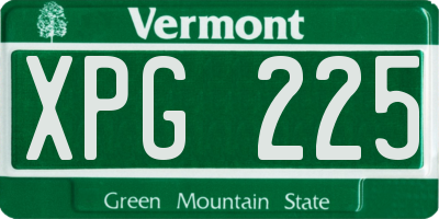 VT license plate XPG225