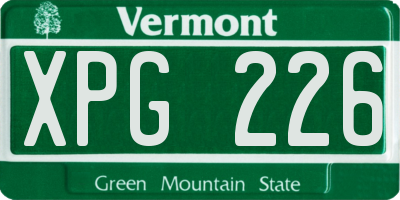 VT license plate XPG226